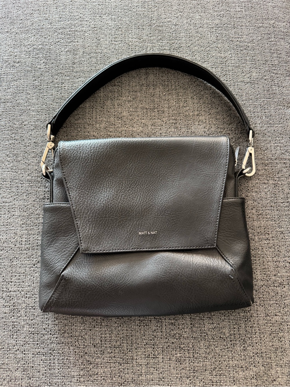 Matt & Nat Black Vegan Leather Flap Shoulder Bag